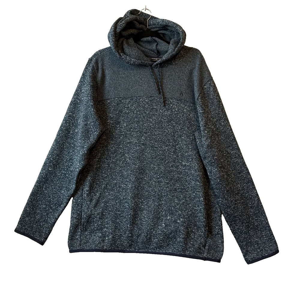 Hurley Mens Fleece Heather Blue Knit Hoodie Pullover XL Gorpcore Skater Casual